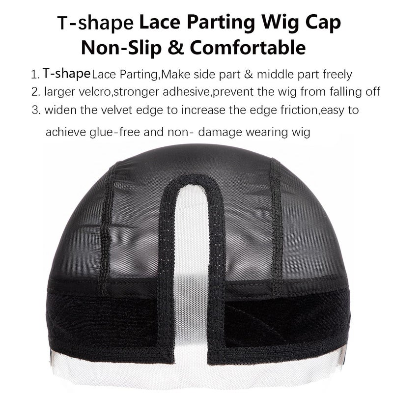 koskusder Wig Caps with Grip Band for Keeping Wigs in Place T-shape Wig Caps for Women Adjustable Wig Grip Cap Band Black Stocking Wig Caps Wide HD Transparent Lace for Front Wig Cap for Wig Making - Image 2